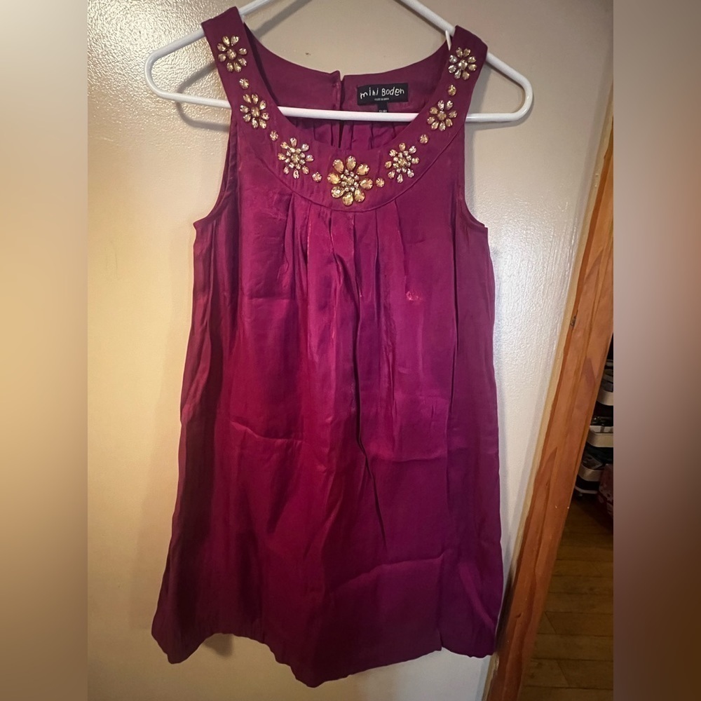 Mini Biden Plum/ Purple Jeweled Neck Swing Dress